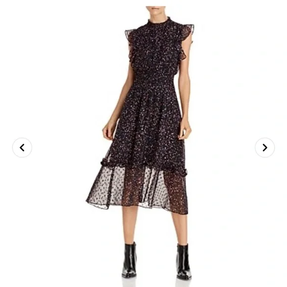 Aqua | Dresses | Aqua Flutter Sleeve Midi Dress 0 Exclusive In Black  Confetti | Poshmark